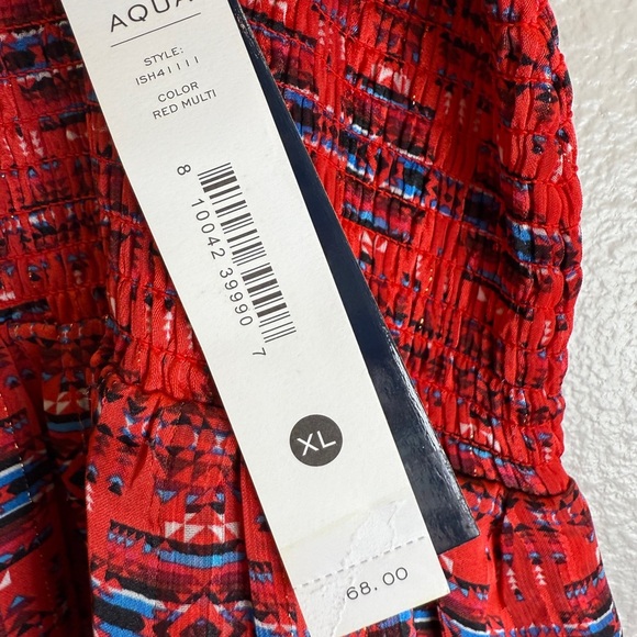 AQUA X Pendleton Skirt Size XL Red Multi Smocked Mini Plaid - Picture 6 of 9